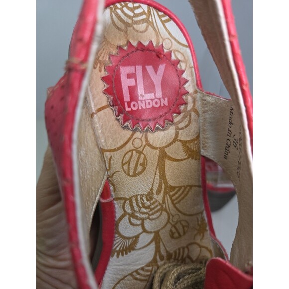 Fly London Hot Pink Leather Lace-Up Peep Toe Clogs Funky Unique Sz EU 36 - Picture 5 of 8